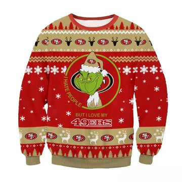 San Francisco 49ers Grinch I Hate People But I Love My 49ers Nfl Christmas Sweater, NFL Christmas Sweater Moonbestprint
