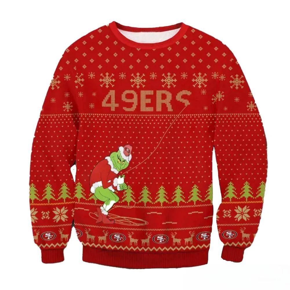 San Francisco 49ers Grinch Remove Thread Nfl Ugly Christmas Sweater, NFL Christmas Sweater Moonbestprint