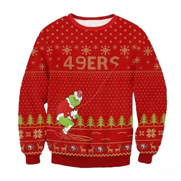 San Francisco 49ers Grinch Remove Thread Nfl Ugly Christmas Sweater, NFL Christmas Sweater Moonbestprint