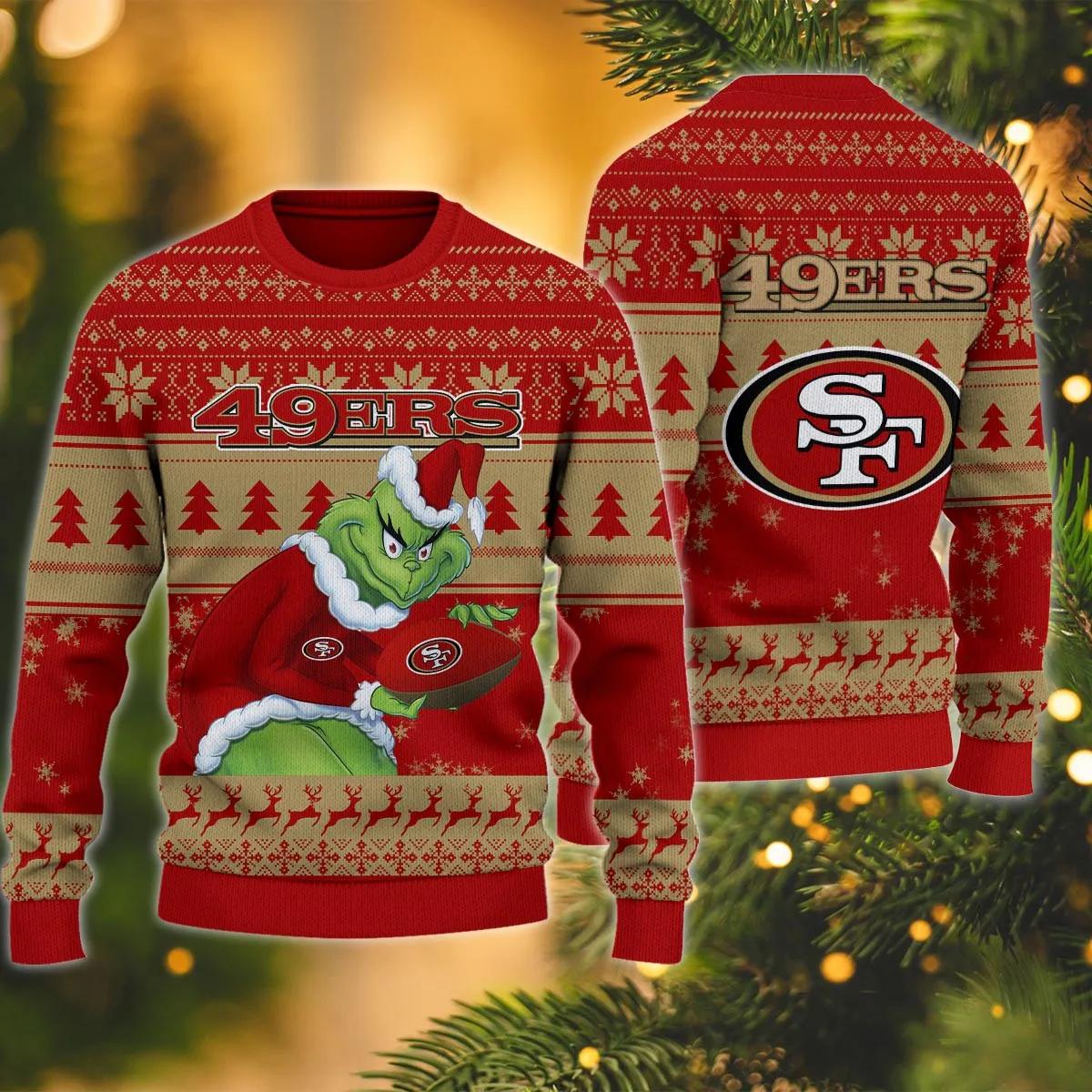 San Francisco 49ers Grinch Stolen Ugly Christmas Sweater, NFL Christmas Sweater Moonbestprint