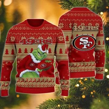 San Francisco 49ers Grinch Stolen Ugly Christmas Sweater, NFL Christmas Sweater Moonbestprint