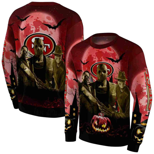 San Francisco 49ers Halloween Vibes Red Black Aop Sweatshirt - Moonbestprint