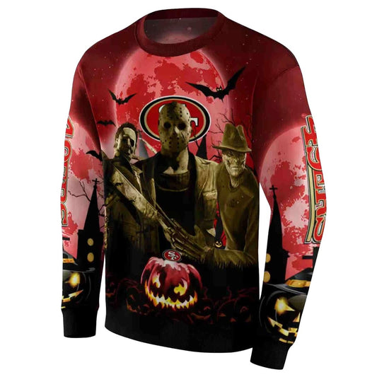 San Francisco 49ers Halloween Vibes Red Black Aop Sweatshirt - Moonbestprint