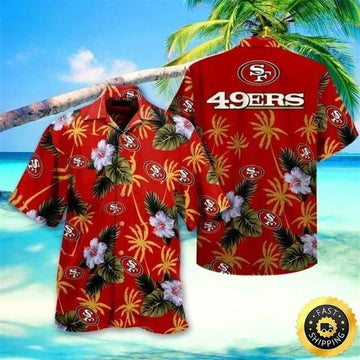 San Francisco 49ers Hawaiian Shirt Beach Gift For Dad, NFL Hawaiian Shirt Moonbestprint