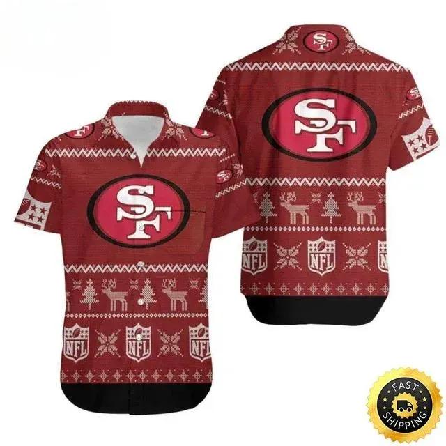 San Francisco 49ers Hawaiian Shirt Christmas Gift For Football Fans, NFL Hawaiian Shirt Moonbestprint