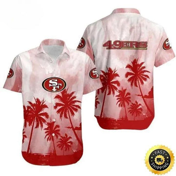San Francisco 49ers Hawaiian Shirt Coconut Trees, NFL Hawaiian Shirt Moonbestprint
