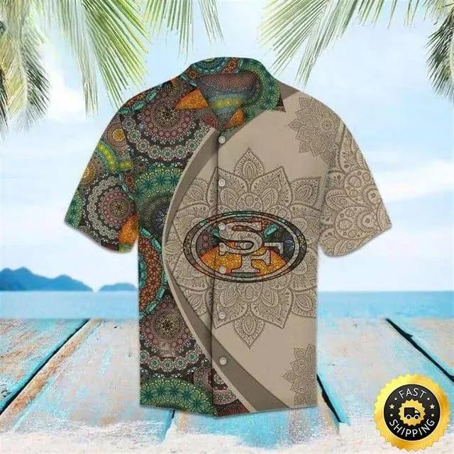 San Francisco 49ers Hawaiian Shirt Mandala Pattern, NFL Hawaiian Shirt Moonbestprint