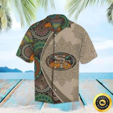 San Francisco 49ers Hawaiian Shirt Mandala Pattern, NFL Hawaiian Shirt Moonbestprint