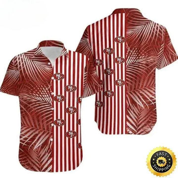 San Francisco 49ers Hawaiian Shirt Palm Leaves Pattern, NFL Hawaiian Shirt Moonbestprint