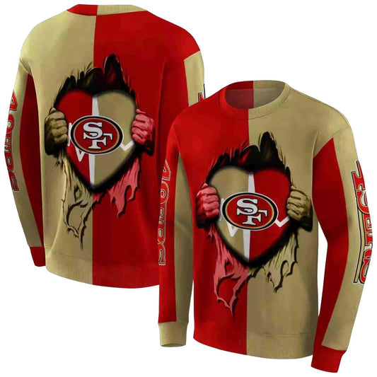 San Francisco 49ers Heartbeat Graphic 49ers In My Heart Red Aop Sweatshirt - Moonbestprint