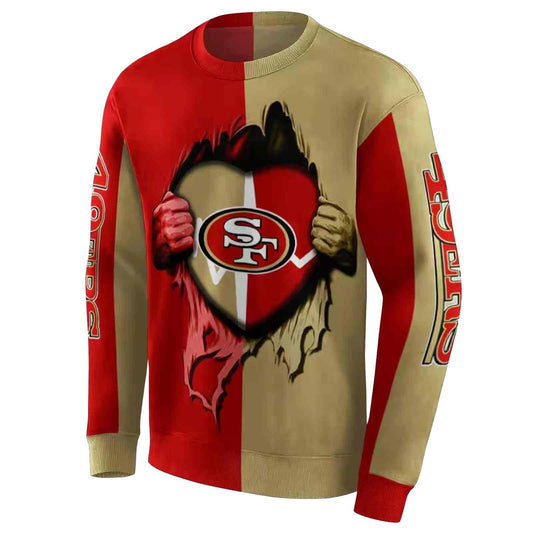 San Francisco 49ers Heartbeat Graphic 49ers In My Heart Red Aop Sweatshirt - Moonbestprint