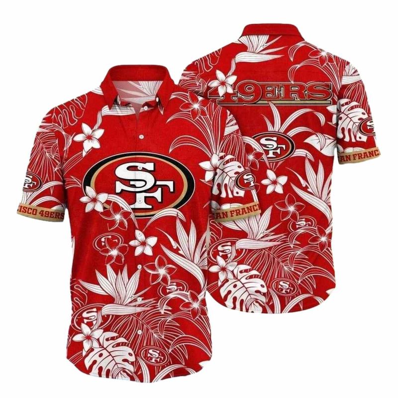 San Francisco 49ers In My Heart Tropical Red Hawaiian Shirt - Moonbestprint