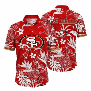 San Francisco 49ers In My Heart Tropical Red Hawaiian Shirt - Moonbestprint