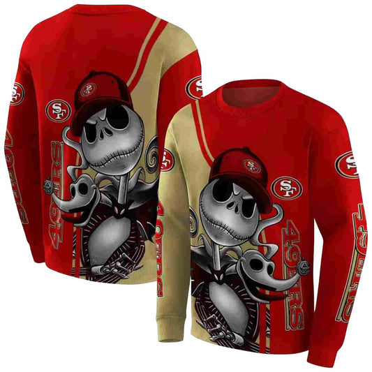 San Francisco 49ers Jack Skellington Red Aop Sweatshirt - Moonbestprint