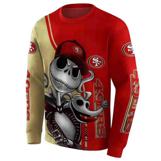 San Francisco 49ers Jack Skellington Red Aop Sweatshirt - Moonbestprint
