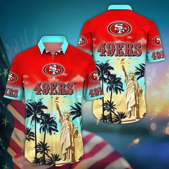 San Francisco 49ers Liberties Flower Hawaiian Shirt And For Fans, NFL Hawaiian Shirt Moonbestprint