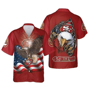 San Francisco 49ers Majestic Eagle Americana Hawaiian Shirt - Moonbestprint