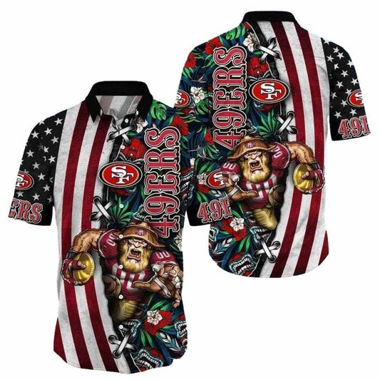 San Francisco 49ers Mascot Summer Floral Hawaiian Shirt - Moonbestprint