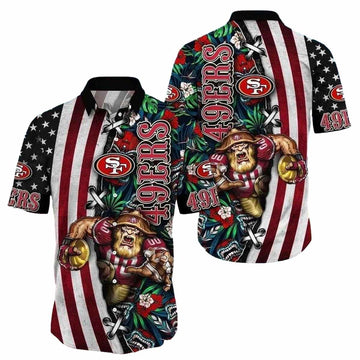 San Francisco 49ers Mascot Summer Floral Hawaiian Shirt - Moonbestprint