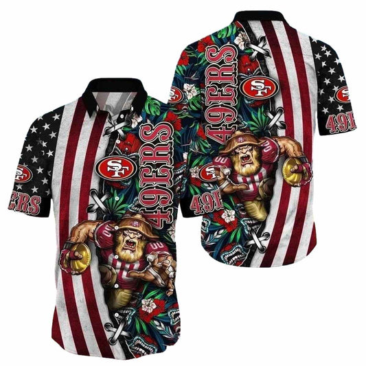 San Francisco 49ers Mascot Summer Floral Hawaiian Shirt - Moonbestprint