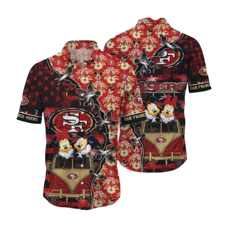 San Francisco 49ers Mickey And Minnie's Island Escapade Hawaiian Shirt - Moonbestprint