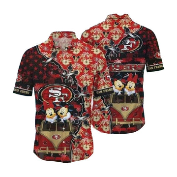 San Francisco 49ers Mickey And Minnie's Island Escapade Hawaiian Shirt - Moonbestprint