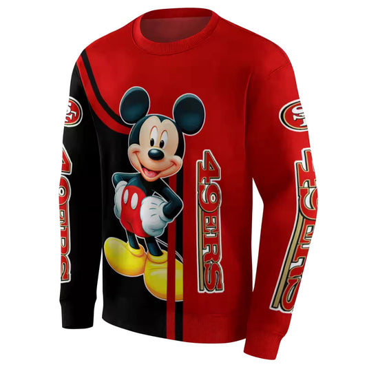 San Francisco 49ers Mickey Mouse Red Black Aop Sweatshirt - Moonbestprint