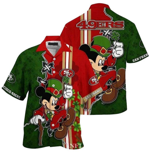 San Francisco 49ers Mickey Shamrock Shenanigans Hawaiian Shirt - Moonbestprint