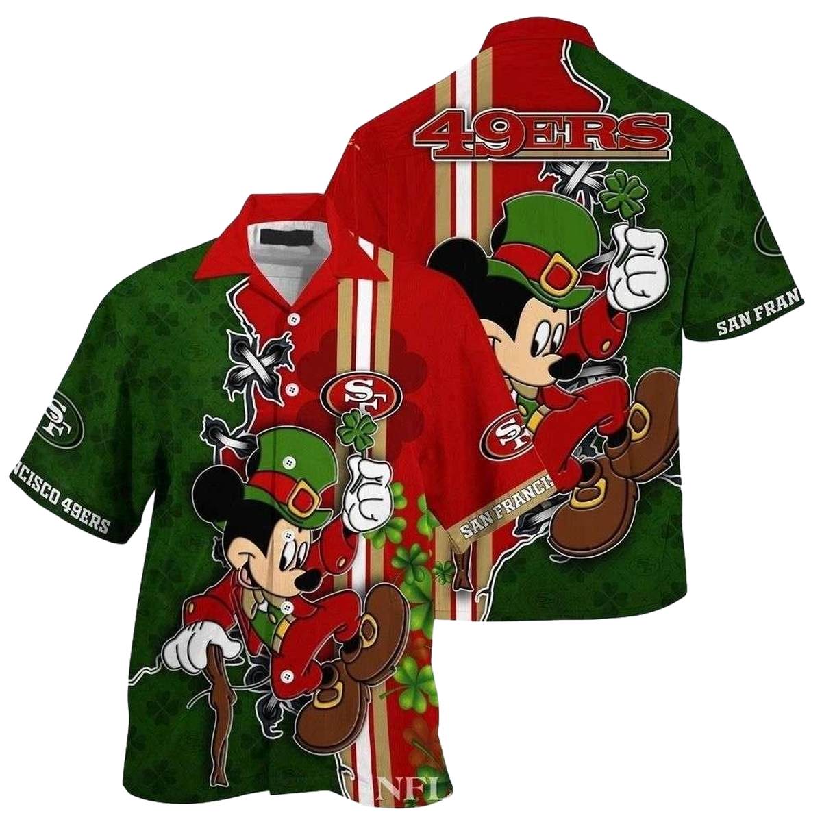 San Francisco 49ers Mickey Shamrock Shenanigans Hawaiian Shirt - Moonbestprint
