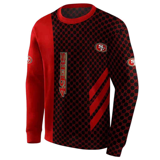 San Francisco 49ers Monogram Pattern Red Aop Sweatshirt - Moonbestprint
