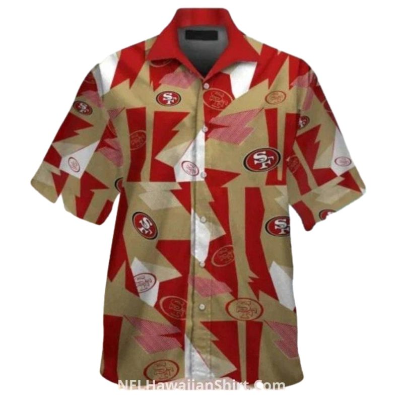 San Francisco 49ers Red And Gold Abstract Design Hawaiian Shirt - Moonbestprint