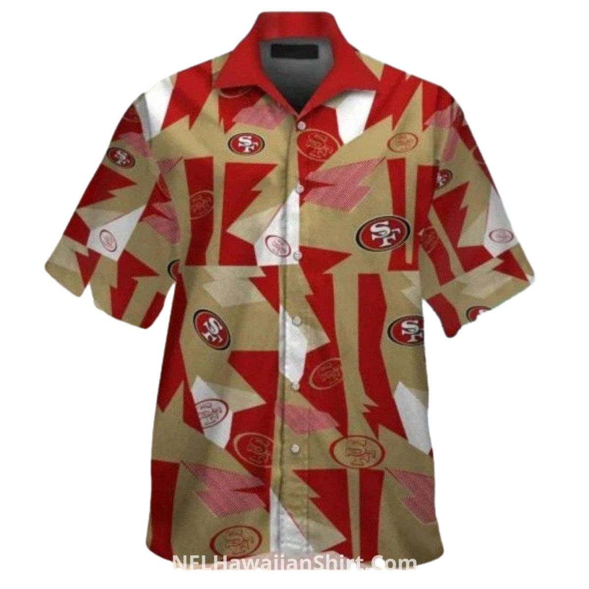San Francisco 49ers Red And Gold Abstract Design Hawaiian Shirt - Moonbestprint