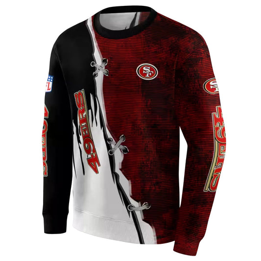 San Francisco 49ers Ripped Pattern Red Black White Aop Sweatshirt - Moonbestprint