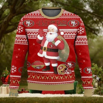 San Francisco 49ers Santa All Over Printed Ugly Christmas Sweater, NFL Chritsmas Sweater Moonbestprint