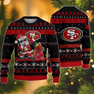 San Francisco 49ers Santa Claus Dabbing Ugly Christmas Sweater, NFL Christmas Sweater Moonbestprint