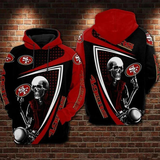 San Francisco 49ers Skeleton 3D Hoodie, NFL Hoodie Moonbestprint