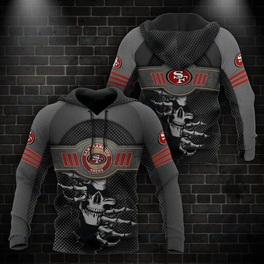 San Francisco 49ers Skull 3D Hoodie 2, NFL Hoodie Moonbestprint
