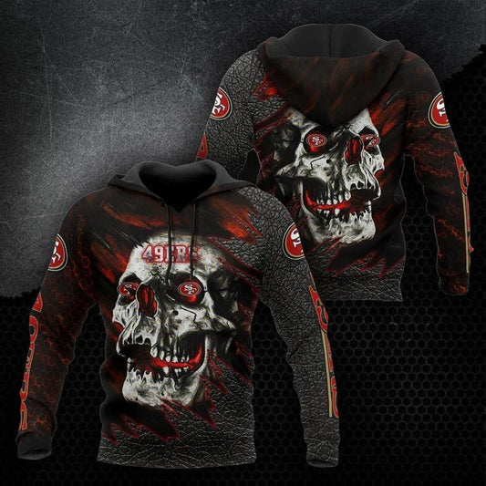 San Francisco 49ers Skull 3D Hoodie 3, NFL Hoodie Moonbestprint