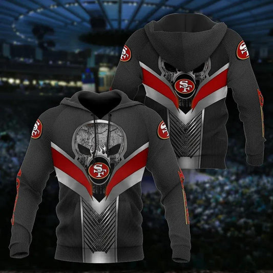 San Francisco 49ers Skull 3D Hoodie, NFL Hoodie Moonbestprint