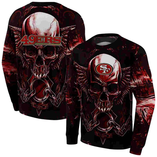 San Francisco 49ers Skull Angel Artwork Red Black Aop Sweatshirt - Moonbestprint