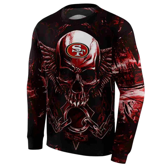 San Francisco 49ers Skull Angel Artwork Red Black Aop Sweatshirt - Moonbestprint