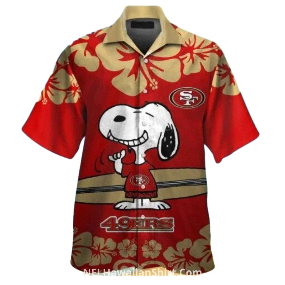 San Francisco 49ers Snoopy Hibiscus Floral Hawaiian Shirt - Moonbestprint