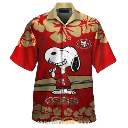 San Francisco 49ers Snoopy Hibiscus Floral Hawaiian Shirt - Moonbestprint