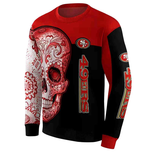 San Francisco 49ers Sugar Skull Red Black Aop Sweatshirt - Moonbestprint