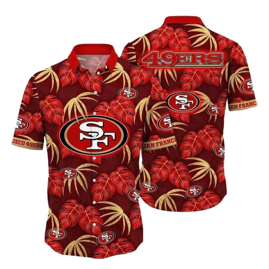 San Francisco 49ers Sunset Palms Leaves Hawaiian Shirt - Moonbestprint