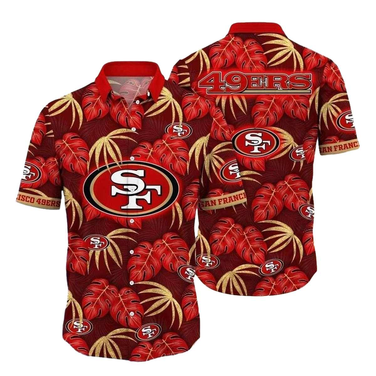 San Francisco 49ers Sunset Palms Leaves Hawaiian Shirt - Moonbestprint