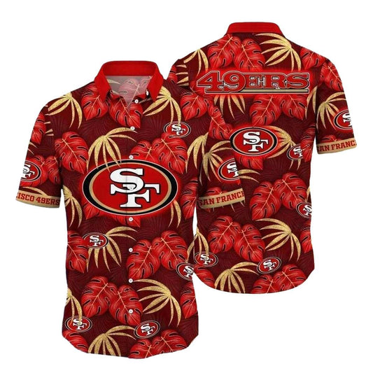 San Francisco 49ers Sunset Palms Leaves Hawaiian Shirt - Moonbestprint