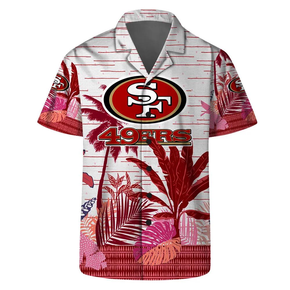 San Francisco 49ers Team Logo Pattern Aloha Colorful Retro Hawaiian Shirt, NFL Hawaiian Shirt Moonbestprint
