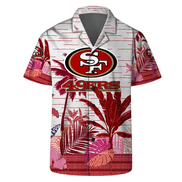 San Francisco 49ers Team Logo Pattern Aloha Colorful Retro Hawaiian Shirt, NFL Hawaiian Shirt Moonbestprint