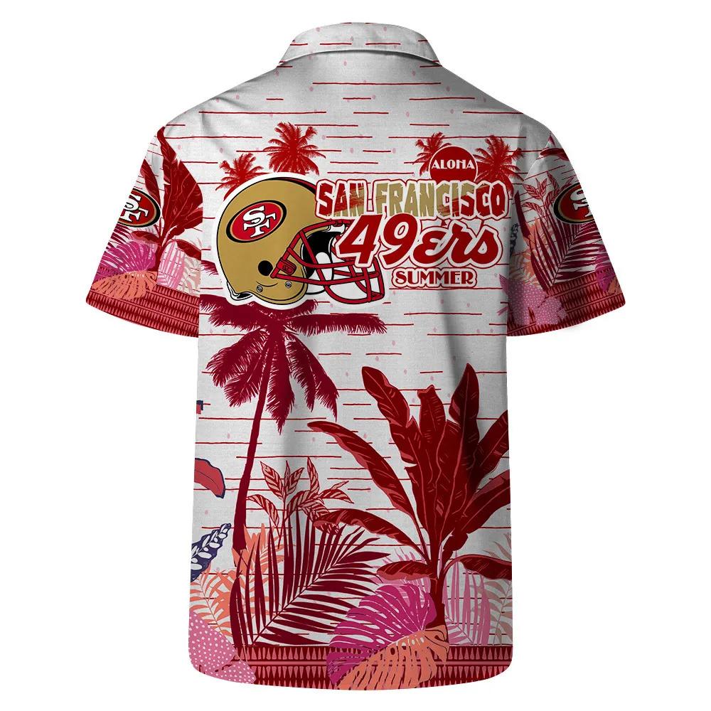 San Francisco 49ers Team Logo Pattern Aloha Colorful Retro Hawaiian Shirt, NFL Hawaiian Shirt Moonbestprint